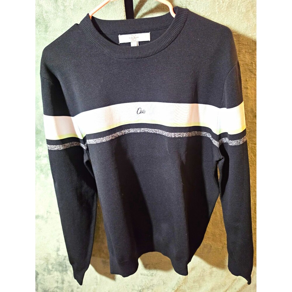 River Island Men's Black Colorblock Crew Neck Knit Sweater Size Large